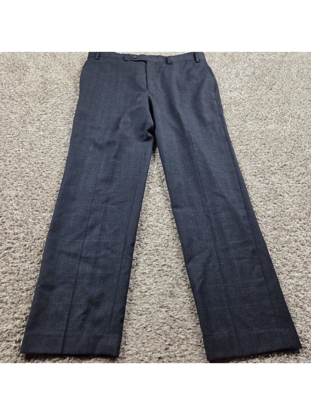 Lauren Ralph Lauren Dress Pants Mens 36x32 Blue 100% Wool Plaid Flat Front